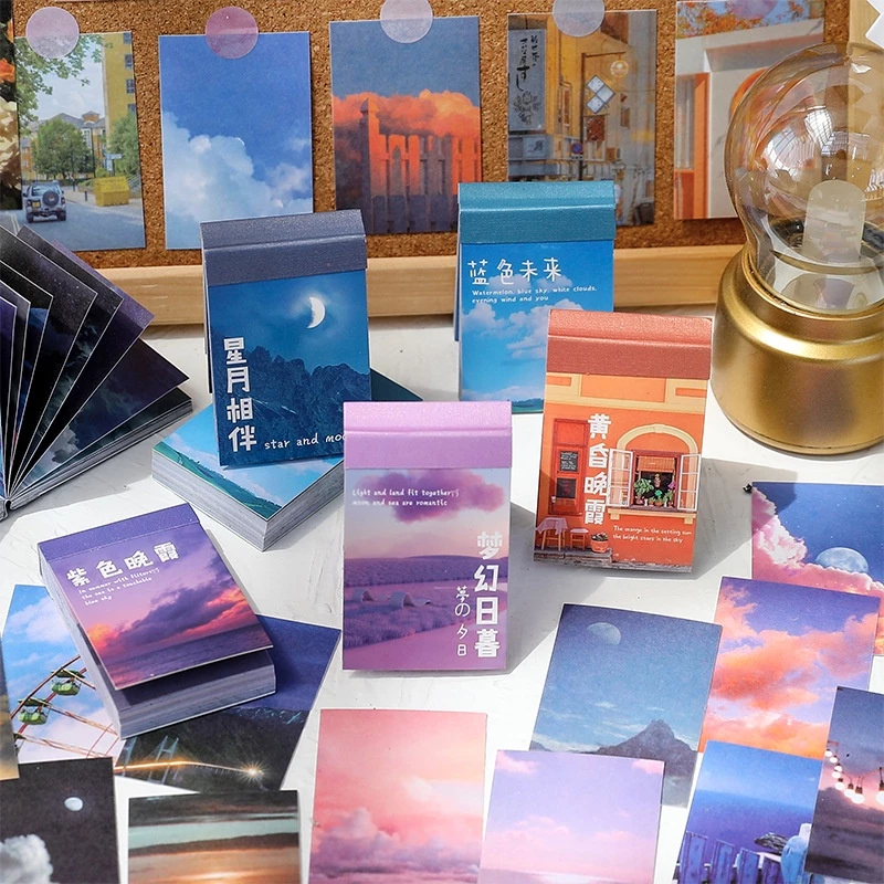 สติกเกอร์ ลายท้องฟ้า ภูมิทัศน์ ขนาดเล็ก สําหรับตกแต่งสมุด DIY จํานวน 50 ชิ้น ต่อแพ็ค