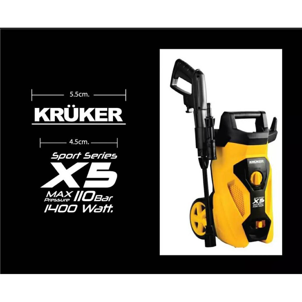 KRUKER เครื่องฉีดน้ำแรงดันสูง  X5 เครื่องฉีดน้ำแรงดันสูง 110Bar. / 1,400 Watt. (New series)