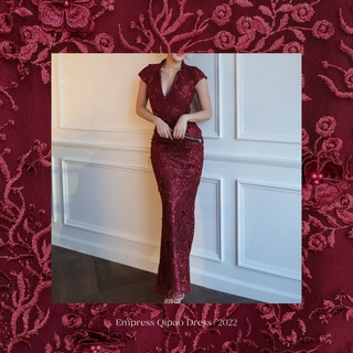 [กรอกโค้ดSEP2PPBลด130] PETCHPLOYCLASSIC Empress qipao dress | CNY2022 กี่เพ้าทรงจักรพรรดินี  ชุดตรุษจีน ชุดเดรสยาว