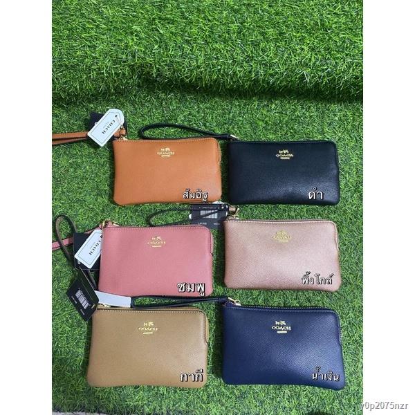 ◘🔥สินค้าขายดี🔥 กระเป๋าคล้องมือ Coach รุ่น mini zip pouch COACH WRISTLET #กระเป๋าคล้องมือ ไซส์ S 1 ซิป สีล้วน •ขนาด 7x4