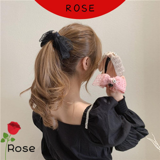 Rose กิ๊บติดผมรูปหางม้าประดับโบว์ขนาดใหญ่สําหรับผู้หญิง