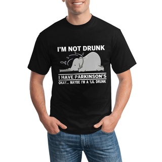 เสื้อยืดคอกลมเสื้อยืดลําลอง พิมพ์ลายช้าง I Have Parkinsons Ok Maybe Im A Lil Drunk สําหรับผู้ชายS-5XL