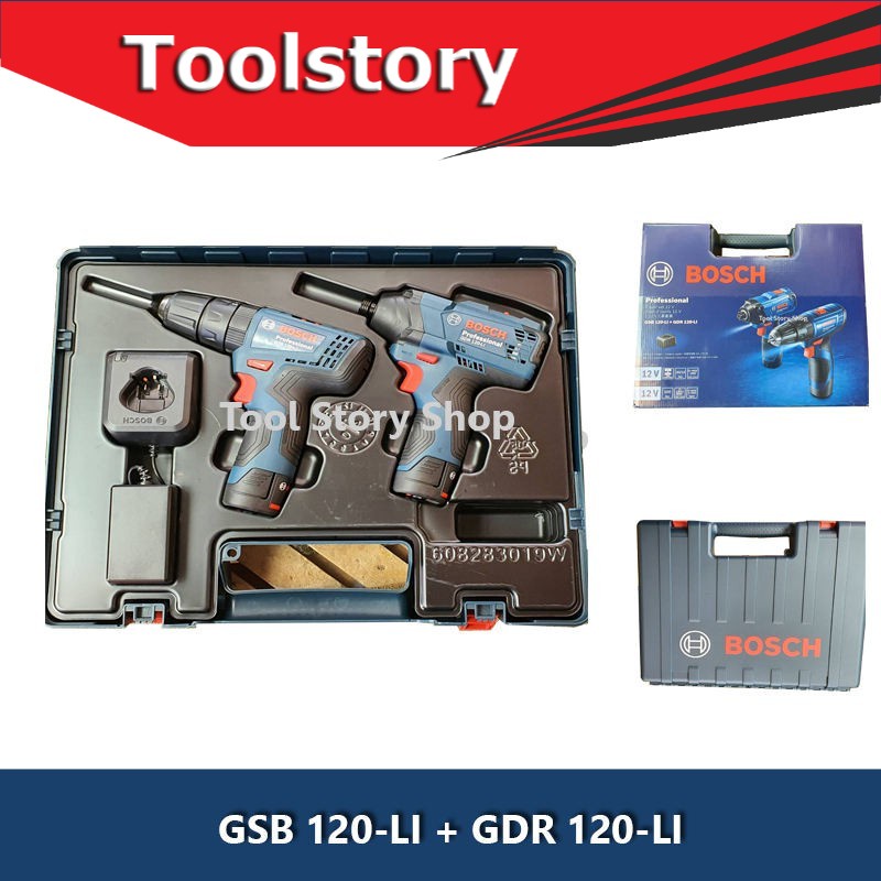 Bosch Combo set (Bosch GDR 120 LI + GSB 120 LI 12V Combo Kit) GSB 120 Li เป็นสว่านกระแทกเจาะปูนได้