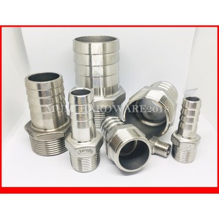 หางปลาไหลสแตนเลส / ท่อสวมสายยางเกลียวนอก / Hose Nipple Stainless304 ขนาด1หุน-1นิ้ว  เกลียว BSPT ประปา