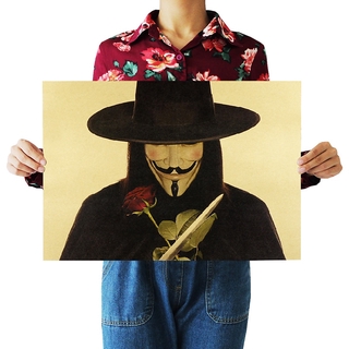 Dlkklb โปสเตอร์สติ๊กเกอร์ตกแต่งผนังบ้านรูป V For Vendetta 51x35.5ซม.