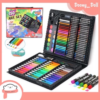 ราคาDoony_doll ส่งเร็ว จากกทม ชุดระบายสีเด็ก สีไม้ สีเทียน สีน้ำมัน สีน้ำ ชุดระบายสี 150ชิ้น