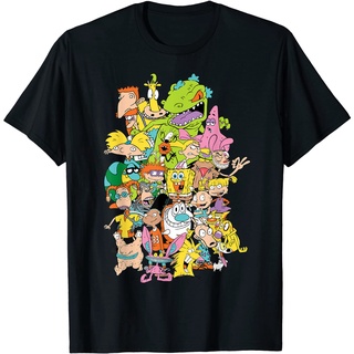 เสื้อยืดโอเวอร์ไซส์เสื้อยืด พิมพ์ลาย Nickelodeon Complete Nick 90s สําหรับผู้ชายS-3XL