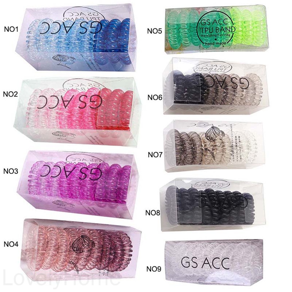 9Pcs Gradient Spiral Hair Ties Elastic Head Ropes Set Candy Color Traceless Ponytail Holder