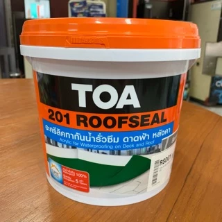 TOA 201 Roofseal อะคริลิกทากันน้ำรั่วซึม ดาดฟ้า หลังคา ขนาด 4 กก. ทีโอเอ รูฟซีล มี 2 สี ขาวและเทา