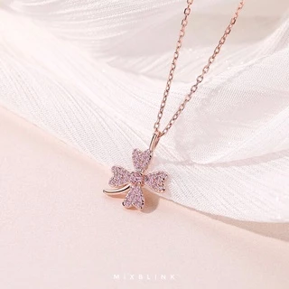 สร้อยคอ เงินแท้ 92.5% & ทองเหลือง ♡ รุ่น Lucky ♡ - ใบโคลเวอร์ นำโชค โชคดี MixBlink