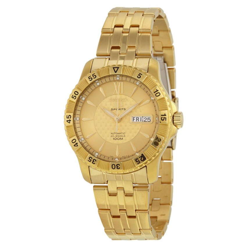 Seiko 5 Automatic Sports Bracelet Watch Gold Stainless Strap SNZJ36K1