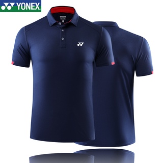 Yonex เสื้อแบดมินตันlapel ผู้ชายเสื้อกีฬาเสื้อยืดเทนนิส เสื้อโปโลแขนสั้น