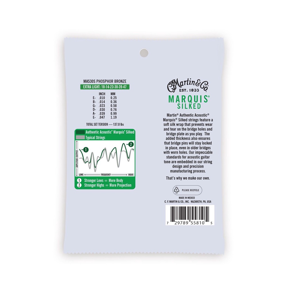 สายกีตาร์โปร่ง Martin Authentic Acoustic Marquis Silked Phosphor Bronze Strings