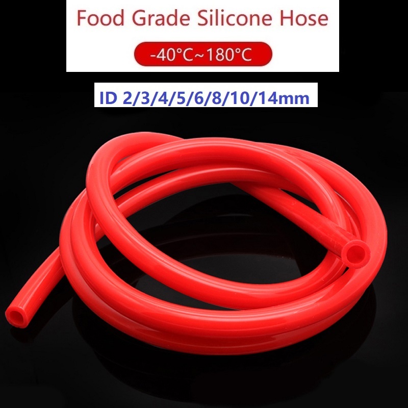 1 เมตร Food Grade Red Silicone Tube ID 2 3 4 5 6 8 10 14mm Rubber Hose Flexible Soft Pipe For Aquari