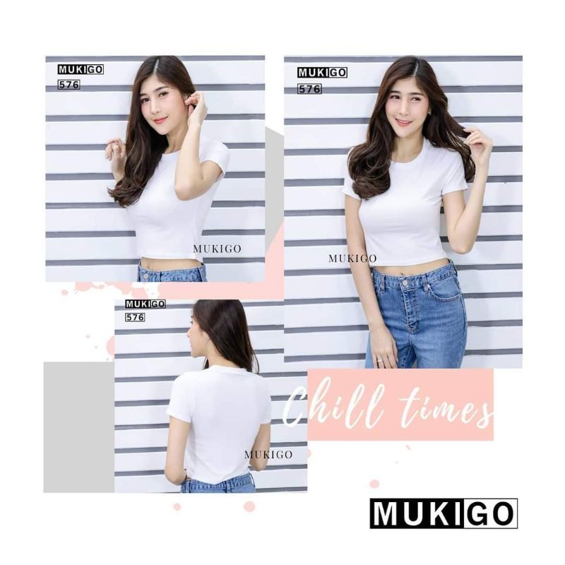 เสื้อยืดเอวลอย เสื้อครอป ตัวสั้น คอกลม แขนสั้น อวดเอวเพรียวบาง ผ้านิ่มมาก มีสีให้เลือกเยอะ Basic O C