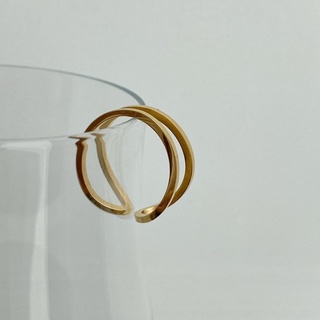 MNR - Gold curve ring | แหวนงานสแตนเลส