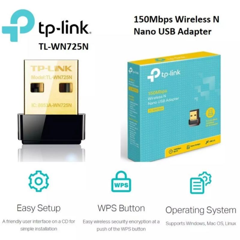 Wireless USB Adapter TP-LINK (TL-WN725N) N150 - A0091101อะแดปเตอร์ไร้สาย N Nano USB WiFi 150MbpsTL-W