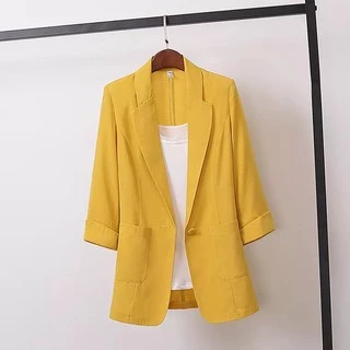 พร้อมส่ง--เสื้อสูท ผ้ายืด เหมาะกับคนทำงานหรือใส่เที่ยว เสื้อสวยงาม สี ดำ ขาว เหลืองสามสี#1129