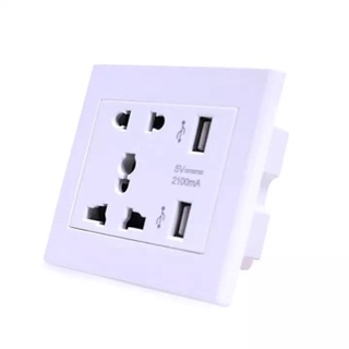 หน้ากากเต้าปลั้กไฟ มี usb 5V2.1A outlet WALL SOCKETติดในผนัง