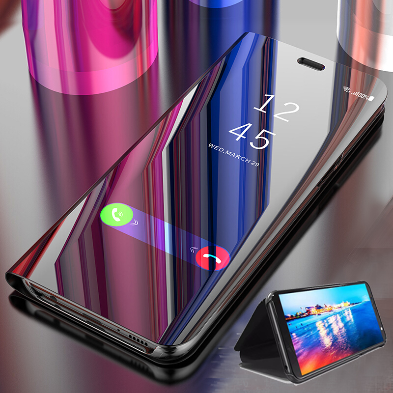 Vivo Mirror Flipเคสโทรศัพท์สําหรับVivo X20 X20Plus X23 X21S S1 S1Pro S5 V17Proพร้อมขาตั้งAnti-Fallโท