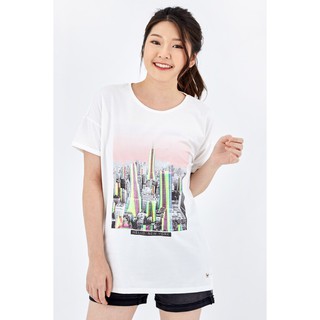 ESP เสื้อทีเชิ้ตลายกราฟฟิก ผู้หญิง | Graphic Tee Shirt | 5416