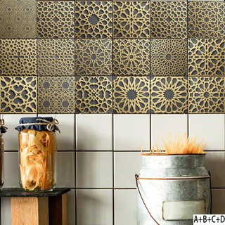 bestprice1920 Moroccan Retro Tile Floor Sticker Wall Decor สติกเกอร์กระเบื้อง สติกเกอร์ติดผนัง