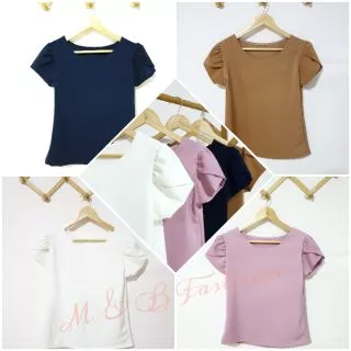 เสื้อแขนบัวซ้อน 2 ชั้น เสื้อทำงานแขนทรงสวย เสื้อคอกลม139฿