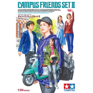 🏆 TAMIYA 24356 ชุดประกอบจำลองมาตราส่วน 1:24 CAMPUS FRIENDS SET II โมเดลประกอบ ต้องไปสร้างและทำสีเอง