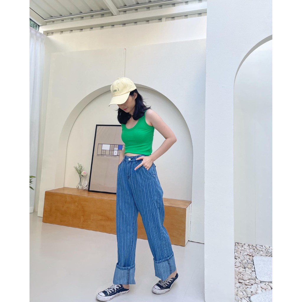 Riley.Apparels - Stripe Jeans กางเกงยีนส์ลายทาง ยีนส์สีเข้ม ยีนส์สีอ่อน