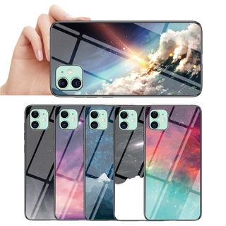 Casing OPPO Reno4 Reno4pro Reno3pro A5S A3S A12 A12e A9 A5 Reno 3 4 Pro A91 F15 2Z 2F Realme C1 2020 9D Starry Sky Painting Glass Cases Tempered Glass Back Covers #1006