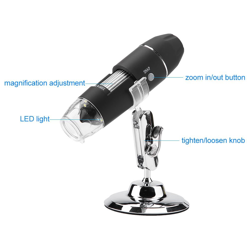 1600X 8 LED Wireless Zoom Digital Microscope Hand Held Endoscope USB ...