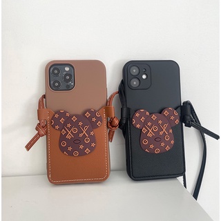 Violent bear kaws leather soft Pocket Card wallet phone case iphone 12 mini 11 pro max XR XS MAX X 5 5s se 2020 6 6s 7 8 plus cover with strap