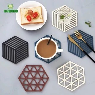 HANGROO H667 แผ่นรองความร้อน แผ่นรองหม้อ แผ่นรองกระทะ ที่วางของร้อน ซิลิโคน รูปทรงหกเหลี่ยม