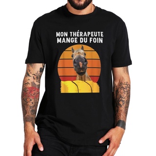 [S-5XL]เสื้อยืด พิมพ์ลายม้า Humor My Therapist Eats Hay Riding สไตล์วินเทจ คลาสสิก 100 ชิ้น