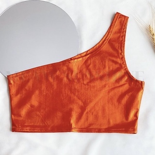 crop top ปาดไหล่ รุ่น Neon Orange One Shoulder