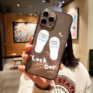 เคสiPhone8 มีความคิดสร้างสรรค์ โทรศัพท์เลนส์ป้องกันแขน ของแท้ เคสโทรศัพท์มือถือ ซิลิโคนนุ่ม ใส ลายรองเท้าแตะ สีดํา สําหรับ เคสไอโฟน11 โทรศัพท์ ip i 6s 7 8 plus 11 เคสไอโฟน 13 เคสไอโฟน 14 เคสไอโฟน 12 pro max mini เคสไอโฟน7พลัส xs XR iPhone case เคสโทรศัพท์