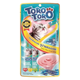 ✨ขายดี✨ โทโร โทโร่ ขนมครีมแมวเลีย รสปลาทูน่าและนมแพะ 15 ก. แพ็ค 5 TORO TORO Liquid Cat Snack Tuna and Goat Milk Flavor 1