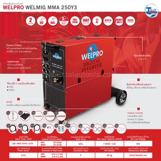 เครื่องเชื่อมอินเวอร์เตอร์ WELPRO WELMIG MMA 250Y3 ( 2 ระบบ )  งานหนัก Talaytools