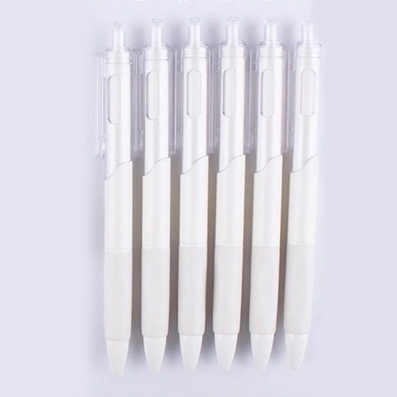 Ins 0.5 มม. ST โลหะผสม สีขาว ปากกาเจล นักเรียน หมึกสีดํา ปากกาพับเก็บได้