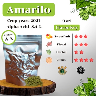 Amarillo Hops US (1oz) Crop years 2021 (บรรจุด้วยระบบสูญญากาศ)