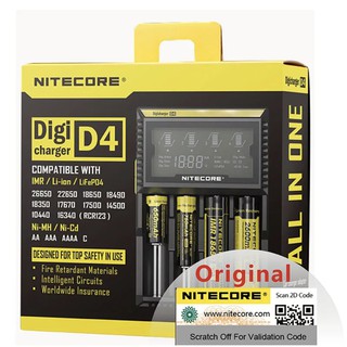 ใหม่แท้ NITECORE D4 แบตเตอรี่LCDสมาร์ทชาร์จสำหรับ 18650 14500 16340 26650 แบตเตอรี่ 12V ChargerสำหรับAAแบตเตอรี่AAA