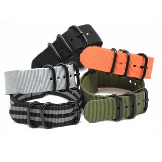 B&G Nylon Zulu Strap สายนาโต้ สายซูลู หูสายสีดำ มีขนาด 18mm, 20mm, 22mm และ 24mm