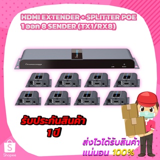 HDMI Extender + Splitter 1 ออก 8 POE Sender (TX1/RX8)