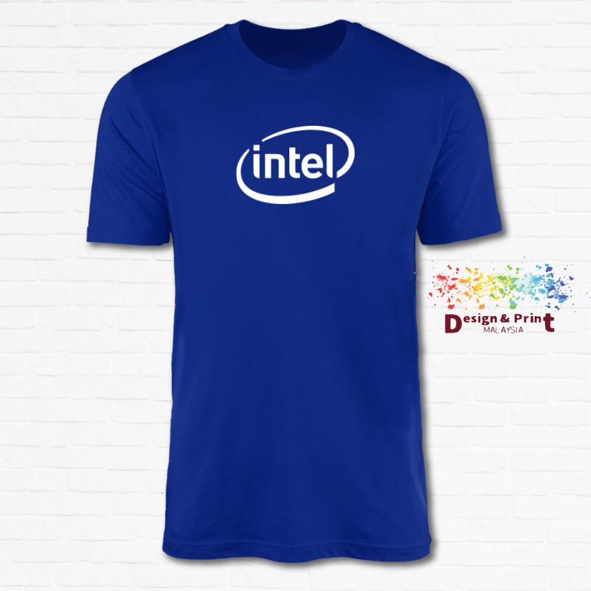 โลโก้ Intel_เสื้อยืด unisex เสื้อยืด Baju 100% Cotton XS-XXL