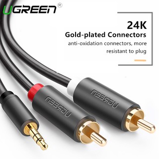 สายเคเบิ้ลUgreen 2rca To 3 . 5 mm Male Aux สายเคเบิ้ลเสียงชุบทอง