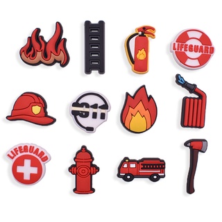 [พร้อมส่ง] Fire Series Fire Truck Jibbitz Crocs Pins คุณภาพสูง สําหรับรองเท้า กระเป๋า #Cod