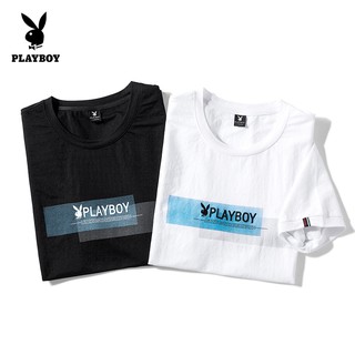 Playboy ชุดเสื้อแขนสั้น ผ้าเรยอน ปักลาย สไตล์เกาหลี สําหรับผู้ชาย 2 ชิ้น