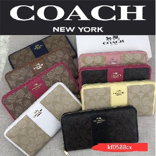 Coach แท้ กระเป๋าสตางค์ กระเป๋าสตางค์ผู้หญิง กระเป๋าสตางค์ยาว F52859 ซิปกระเป๋าสตางค์ กระเป๋าสตางค์แท้