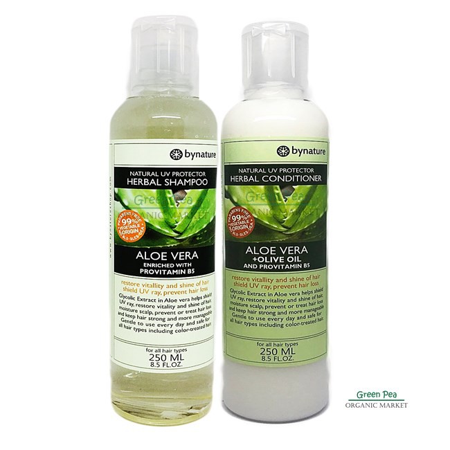 bynature เซทแชมพู และ ครีมนวดผมว่านหางจระเข้ บายเนเจอร์ 250 ml.