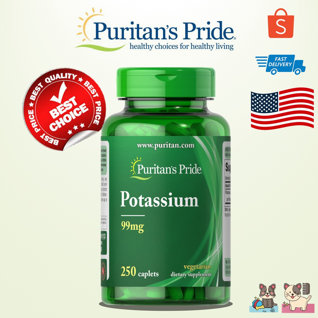 Puritans Pride Potassium 99 Mg 250 Caplets Iluxuryherb Thaipick 0607